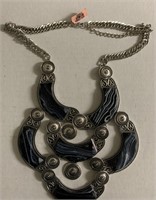 Black chrome silvertone queen necklace (22 in)