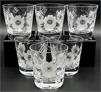 6pc Etched Crystal Glasses