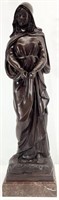 Bronze Religious Figural Statue, Marble Base