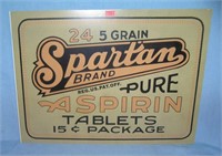 Spartan Brand Aspirin retro style advertising sign