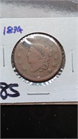 1834 Large Cent Has Hole