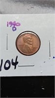 AU 1940-D Wheat Back Penny