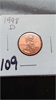BU 1998-D Lincoln Penny