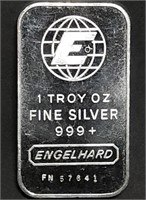 Vintage 1 Troy Oz Engelhard .999 Silver Bar