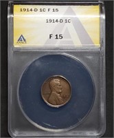 1914-D Lincoln Wheat Cent ANACS F15 Key Date