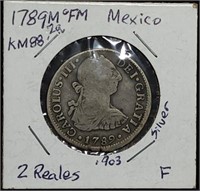 1789 Mo Mexico 2 Reales Spanish Silver Coin