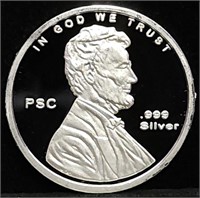 1/10 oz Lincoln Penny .999 Silver Proof Round BU