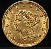1851 $2.50 Gold Liberty Quarter Eagle Gem BU