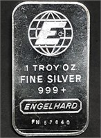Vintage 1 Troy Oz Engelhard .999 Silver Bar