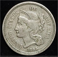 1865 Three Cent Nickel, Nice