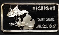 Hamilton Mint 1oz .999 Silver Bar - Michigan
