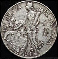 1947 Panama Silver Balboa 90% Silver Crown