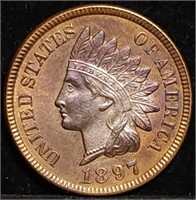 1897 Indian Head Cent Gem BU MS65 RB