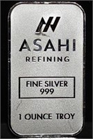 1 Troy Oz .999 Silver Bar Asahi Refining