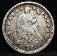 1857 Seated Liberty Silver Half Dime, High Grade