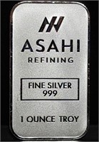 1 Troy Oz .999 Silver Bar Asahi Refining