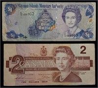 Two Vintage Queen Elizabeth II Bank Notes