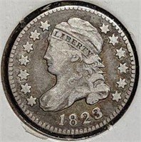 1823/2 Small E Capped Bust Silver Dime VF Nice