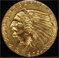 1909 $2.50 Indian Head Gold Quarter Eagle BU