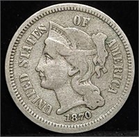 1870 Three Cent Nickel, Better Grade