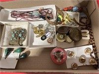 Miscellaneous buttons, jewelry, top, and other