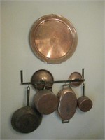 Copper Pots & Hanger - Top Platter Is 17" Diameter