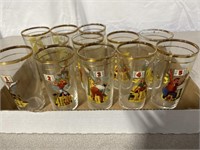 12 vintage bowling decal glasses