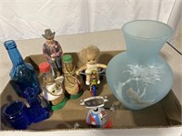 Painted vase and miscellaneous collectibles