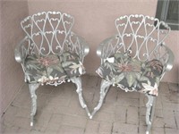 Two Metal Patio Rocking Chairs With Cushions