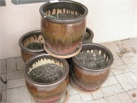Five 12" Tall Glazed Pots - See Info