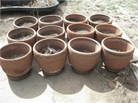 Twelve Clay Pots - 11" & 12" Tall