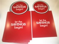 (50+) Plastic Savings Signs  11x21 inches