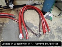LOT, (4) APPROX 9', 250 PSI TRANSFER HOSES, (3)