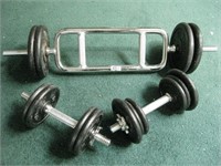 Curl Bar & Dumbbells With 80 Pounds Of Weights