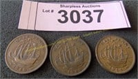 1948, 1948, 1964 half pennies