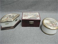 Three Assorted Chokin Containers - 24KT Gold Trim