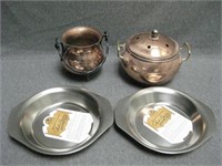 Four Copper & Copper/Stainless Steel Containers