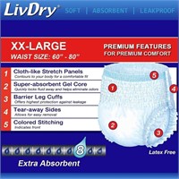 LivDry Adult XXL Incontinence Underwear, 48-Pack