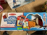 Housekeeper play set,flash cards & glue sticks