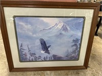 Framed print of a flying Bald Eagle ready to