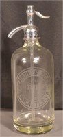 Charles Zech Clear Etched Seltzer Bottle.