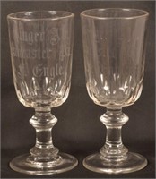 Two F. Engle Ginger Ale Small Goblets.