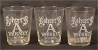 Three Rohrer's "A" Whiskey Shot Glasses.
