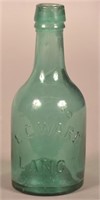 E.C. Ware Embossed Medium Green Squat Bottle.