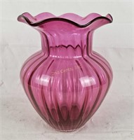 Vtg Art Glass Pink Vase