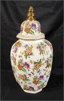 Vtg Large Porcelain Lidded Vase