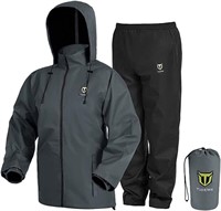 NEW $70 (L) Rain Suit, 2 Pieces, Grey/Black