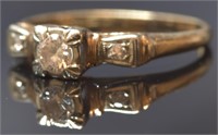 14k Yellow Gold Vintage Diamond Engagement Ring