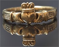 14K Yellow Gold Irish Claddagh Ring