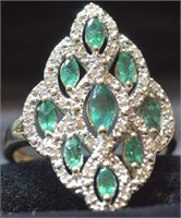 10k Yellow Gold Emerald Diamond Ring